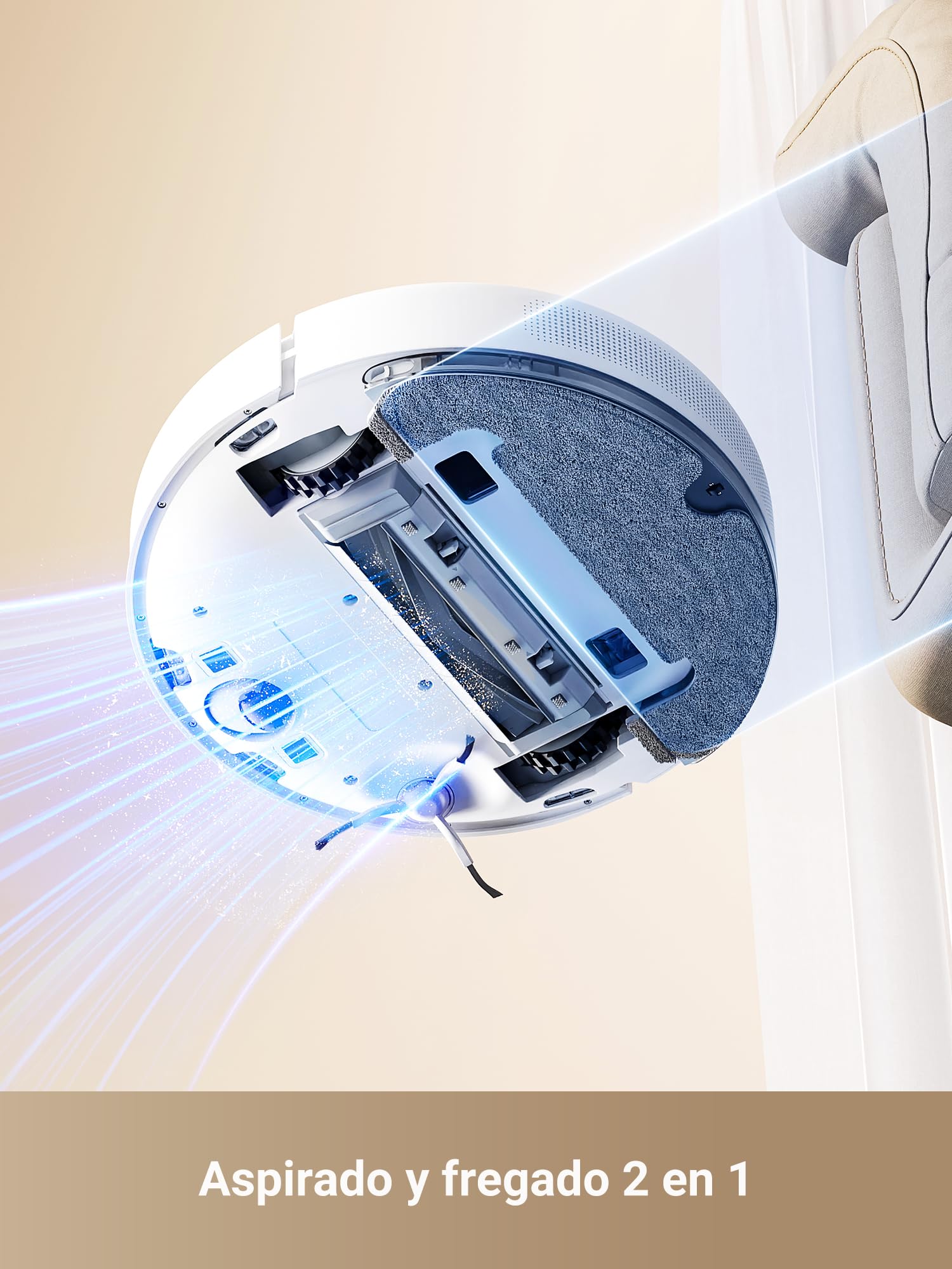 DREAME D10 Plus Gen 2 Robot Aspirador y Fregasuelos 2 en 1 con Base Autovaciado, 6.000Pa, LiDAR Navegación, Capacidad de Superar Obstáculos de 20MM, Mapa Multicapa, 5200 mAh Batería, Blanco — view 5