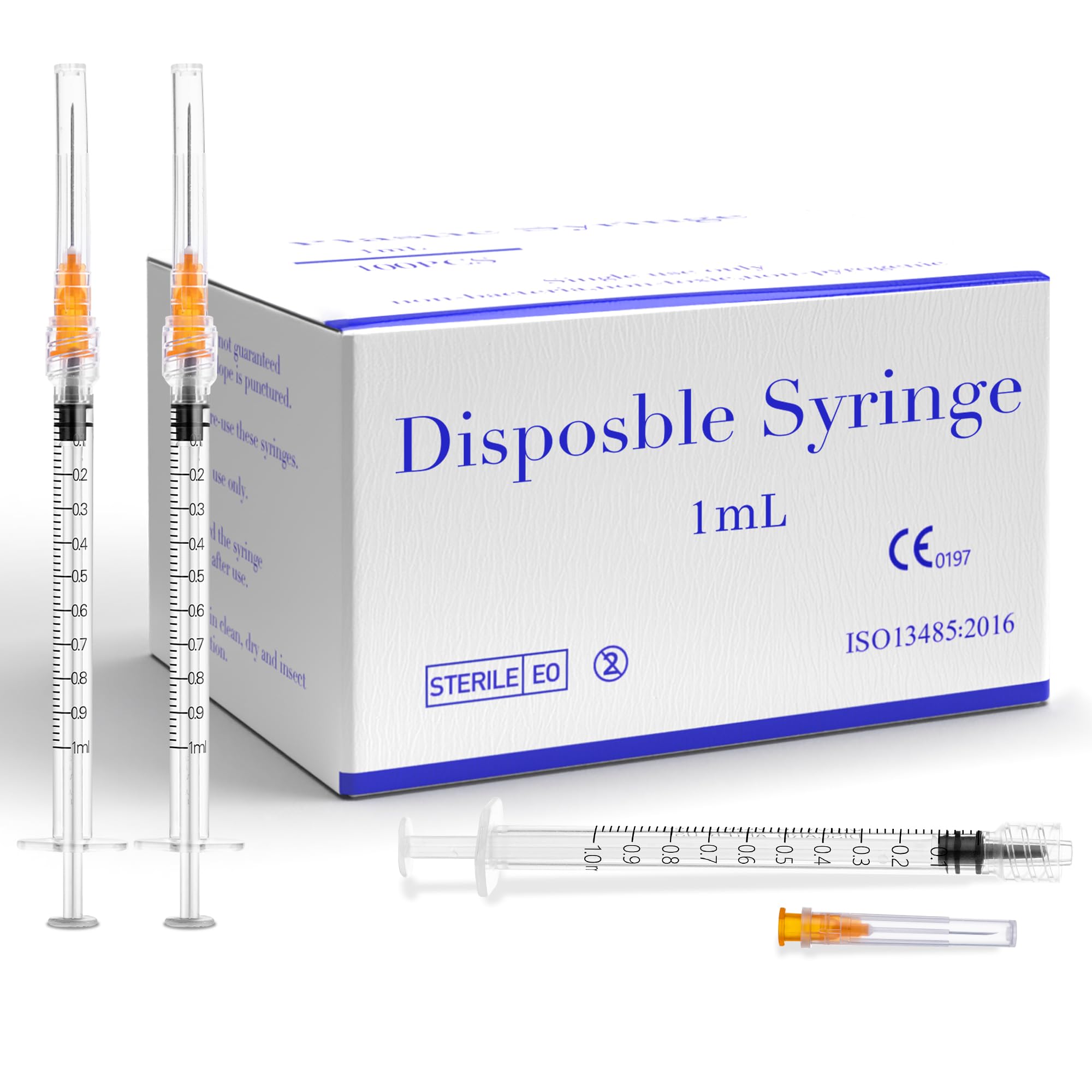 Photo 1 of 1ml Syringe with 25Gauge 1 Inch Luck lock Lab Supplies for Scientific Industrial Dispensing or Measuring, 100pack