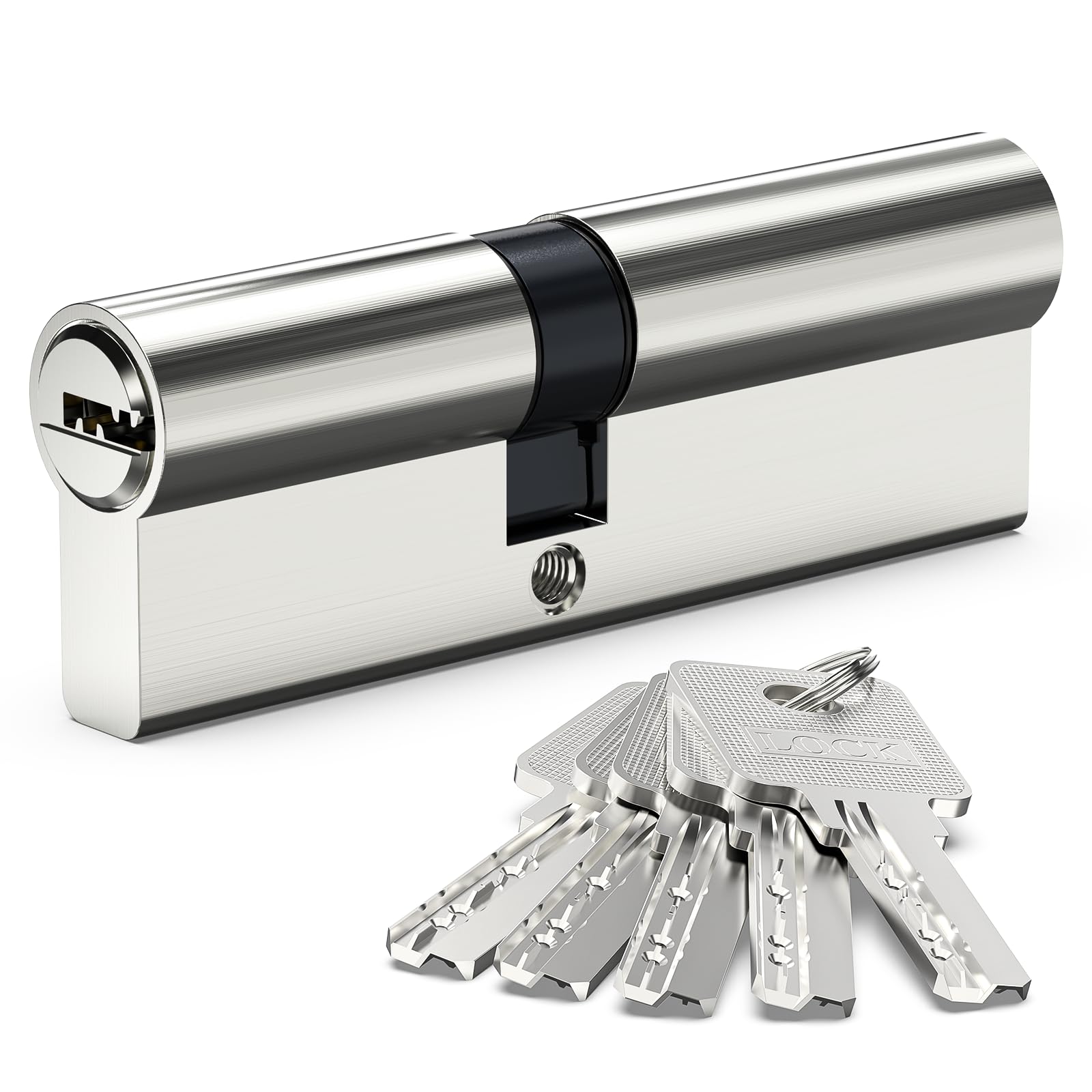 Euro Cylinder Lock 40/50, 90mm Euro Door Barrel Lock with 5 Keys, Solid Brass Core, High Security for UPVC, Wooden, Composite Doors Replacement Profile, 2 Fixing Screws & Premium Tin Storage Box