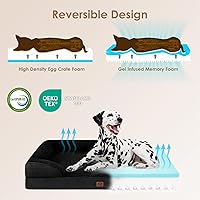 Vista 299 de EHEYCIGA - Cama ortopédica para perro grande, impermeable, de espuma viscoelástica y espuma tipo caja de huevos, bordes elevados, antideslizante