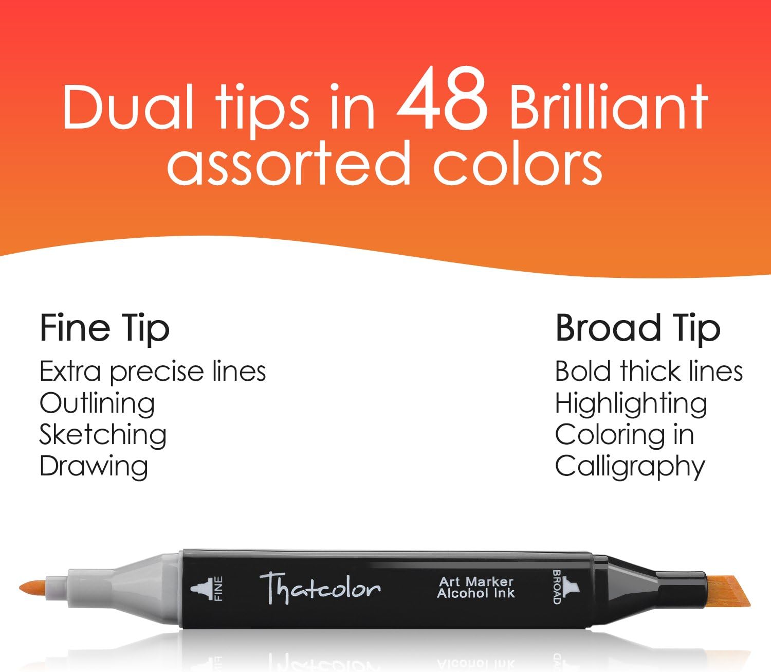AGPTEK 48 Colors Marker Pen Set, Permanent Dual Tips Marker Pens Art Markers with Zipper Carrying Bag for Kids Adults Drawing, Sketching, Highlighting & Underlining