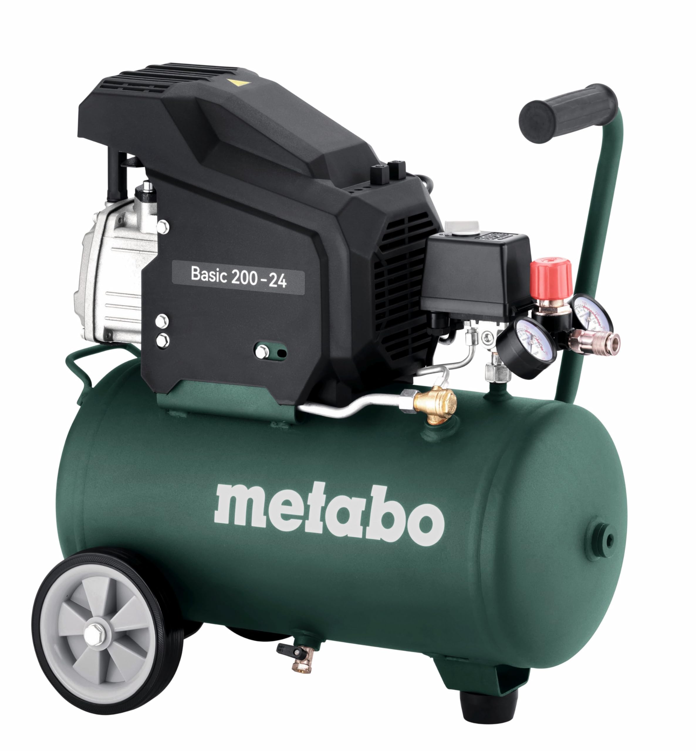 metabo Compresor Basic 200-24-80 l/min de potencia de llenado, tamaño de caldera de 24 l, compresor de aire comprimido de 8 bar, potencia de aspiración de 180 l/min, 1,2 kW – lubricado con aceite