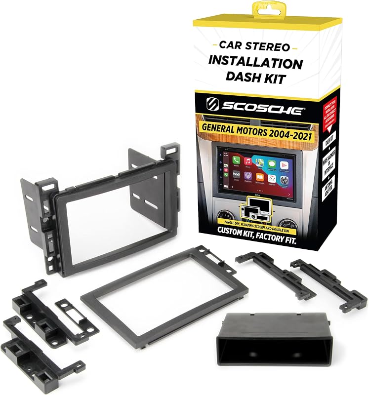 GM2500B Double DIN or Single DIN with Pocket Radio Installation Dash Kit Compatible with Select 2004-2021 GM Vehicles - Car Stereo Install Kit - See Fit Guide in Images to Verify Your Vehicle