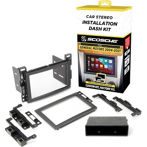 Scosche GM2500B Double DIN or Single DIN with Pocket Radio Installation Dash Kit Compatible with Select 2004-2021 GM Vehicles - Car Stereo Install Kit - See Fit Guide in Images to Verify Your Vehicle