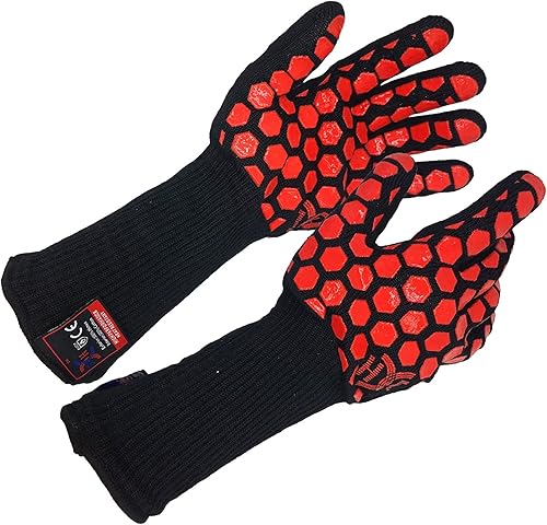 Miniatura 7 de JH - Guante para hornear resistente al calor, certificado EN407 para 932 F, revestimiento de 2 capas de silicona, guantes de cocina, para cocinar a