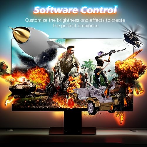 Miniatura 3 de Aourow Retroiluminación LED para monitor de juegos, color de pantalla y sincronización de música tira de luces LED a través del control de software,