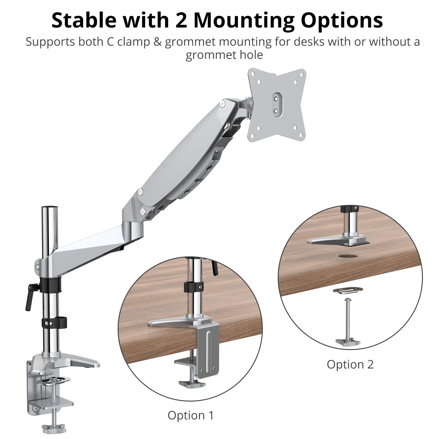 ATUMTEK Single Monitor Desk Mount Stand Height Adjustable Aluminium