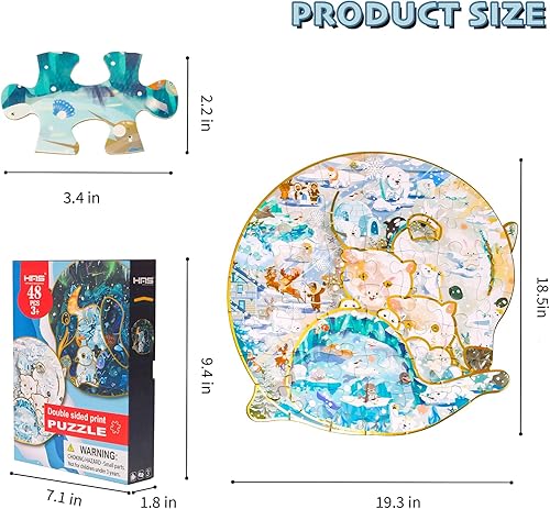 Miniatura 5 de HAS - Rompecabezas de suelo para niños de 3 a 8 años, 48 piezas de rompecabezas de doble cara con forma de elefante mamut, rompecabezas para niños y