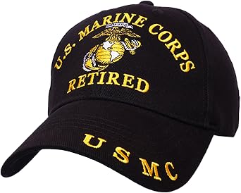 United States Marine Corps Retired Cap Officially Licensed, 100% Cotton, Black with Adjustable Durable & Comfortable Outdoor Hat for Veterans | Ideal for Hiking, Fishing & Everyday Wear