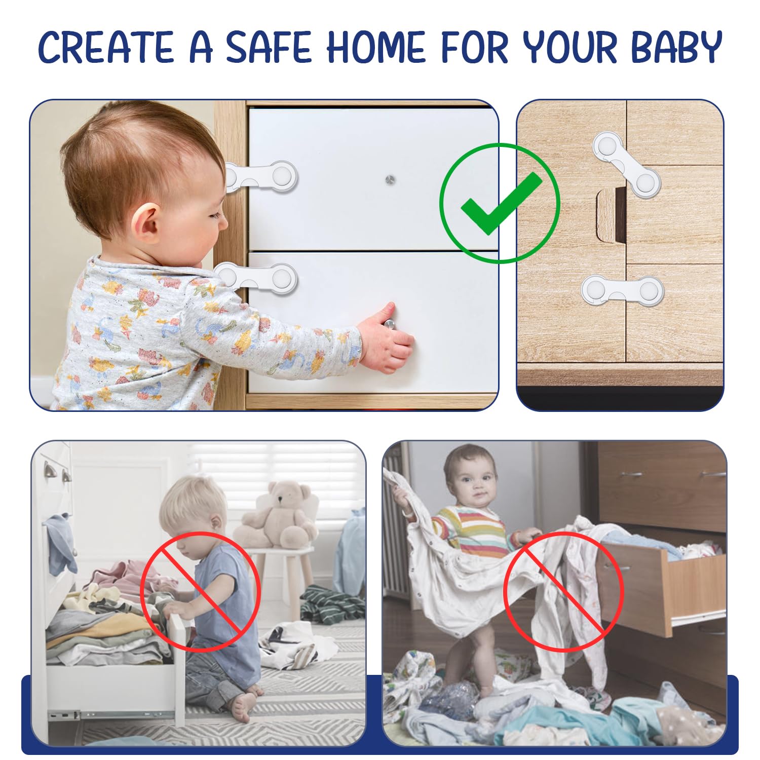 12 Pièces Bloque Porte Bébé, Bloque Tiroir Securite Enfant, Bloc Porte Securite Bebe, Sécurite Domestique, Securite Placard Enfant pour FenêTre RéFrigéRateur, AdhéSif Fort Sans PerçAge,Blanc