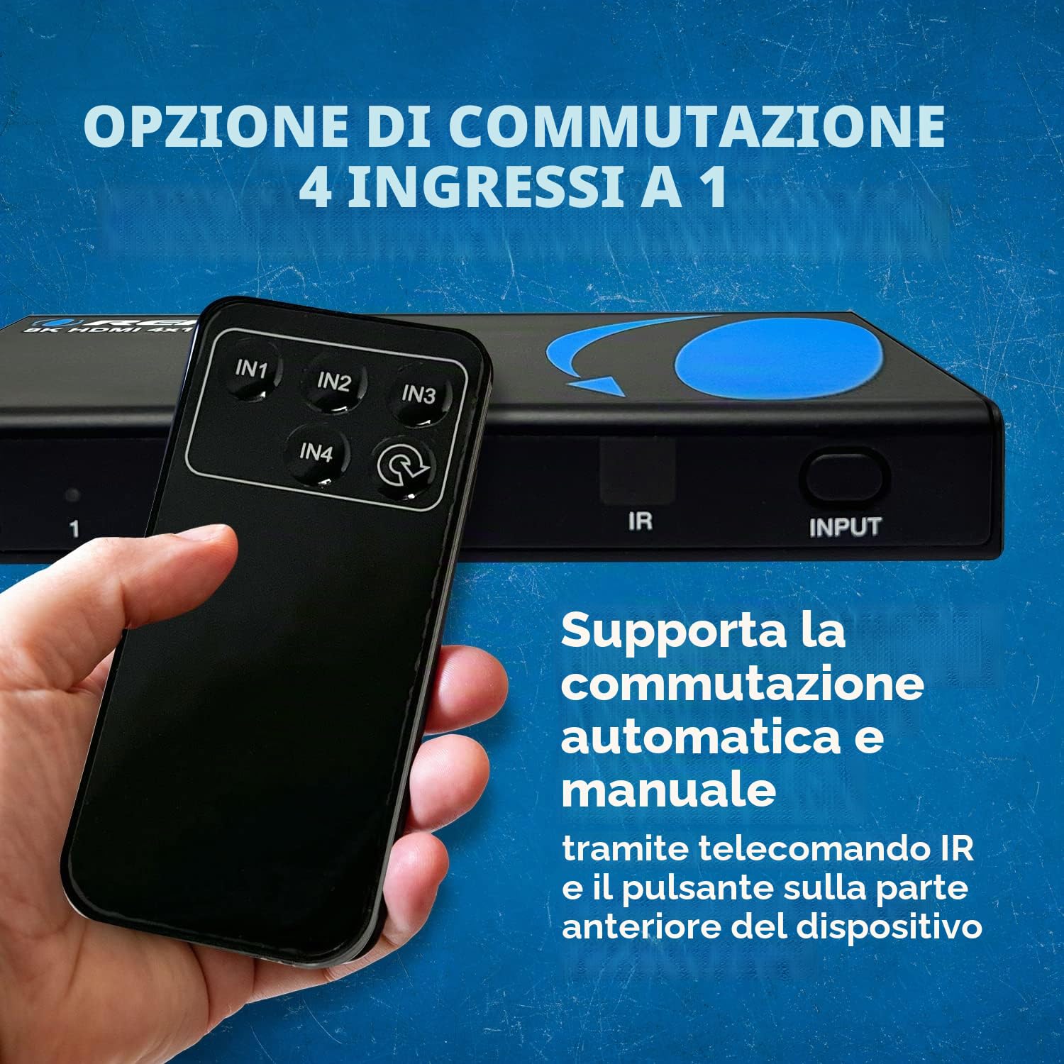 OREI 8K 4x1 HDMI 2.1 Switch 4K @ 120hz Switcher 4 in 1 Out, supporto HDR, HDR10, Dolby Vision, HLG 48Gbps per Xbox Series X PS5 Roku Fire TV Monitor Proiettore Dolby