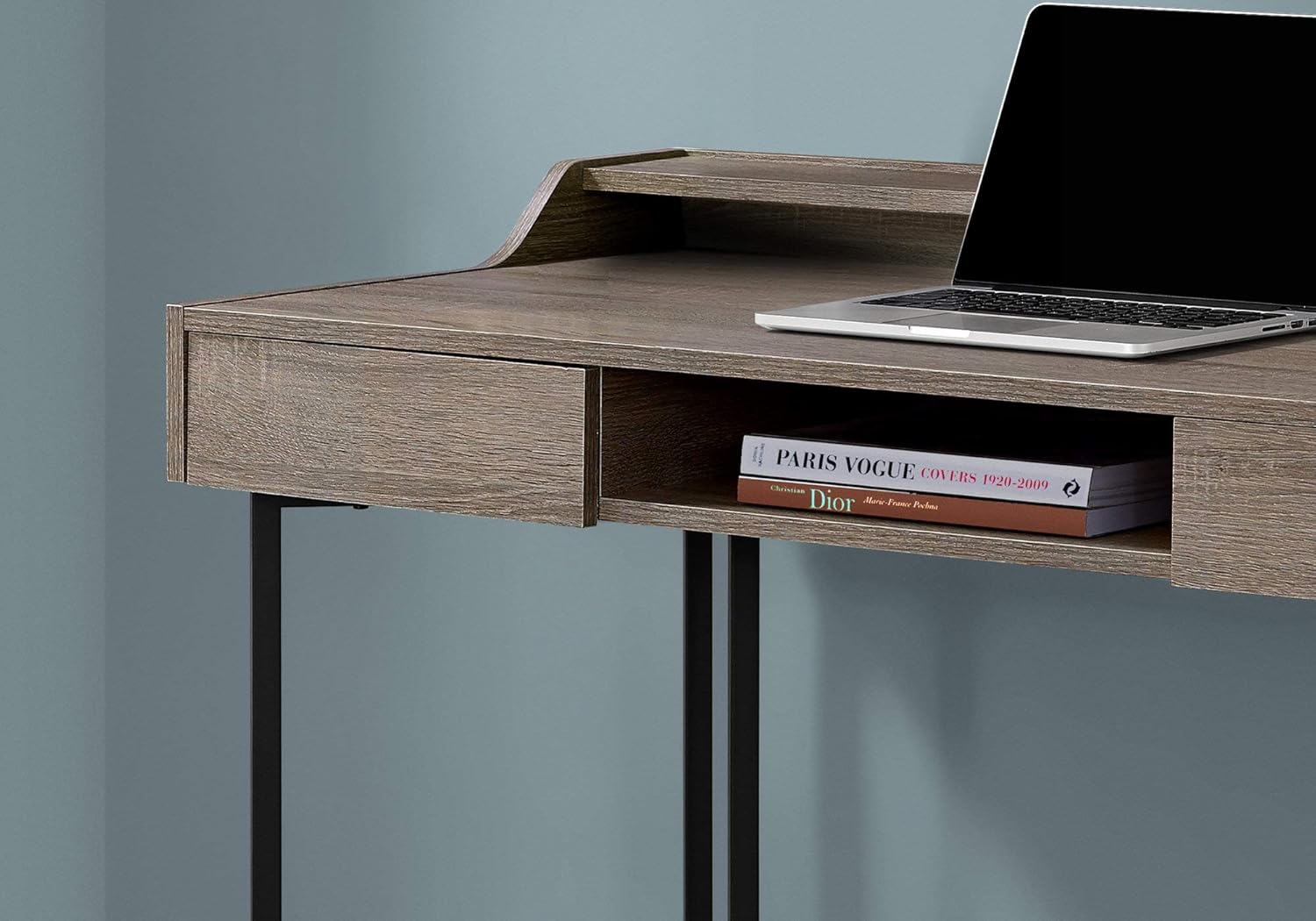 Monarch Specialties Computer Desk-Modern Contemporary Style-Laptop Table for Home & Office with Hutch Drawers and Shelves, 48" L, Dark Taupe
