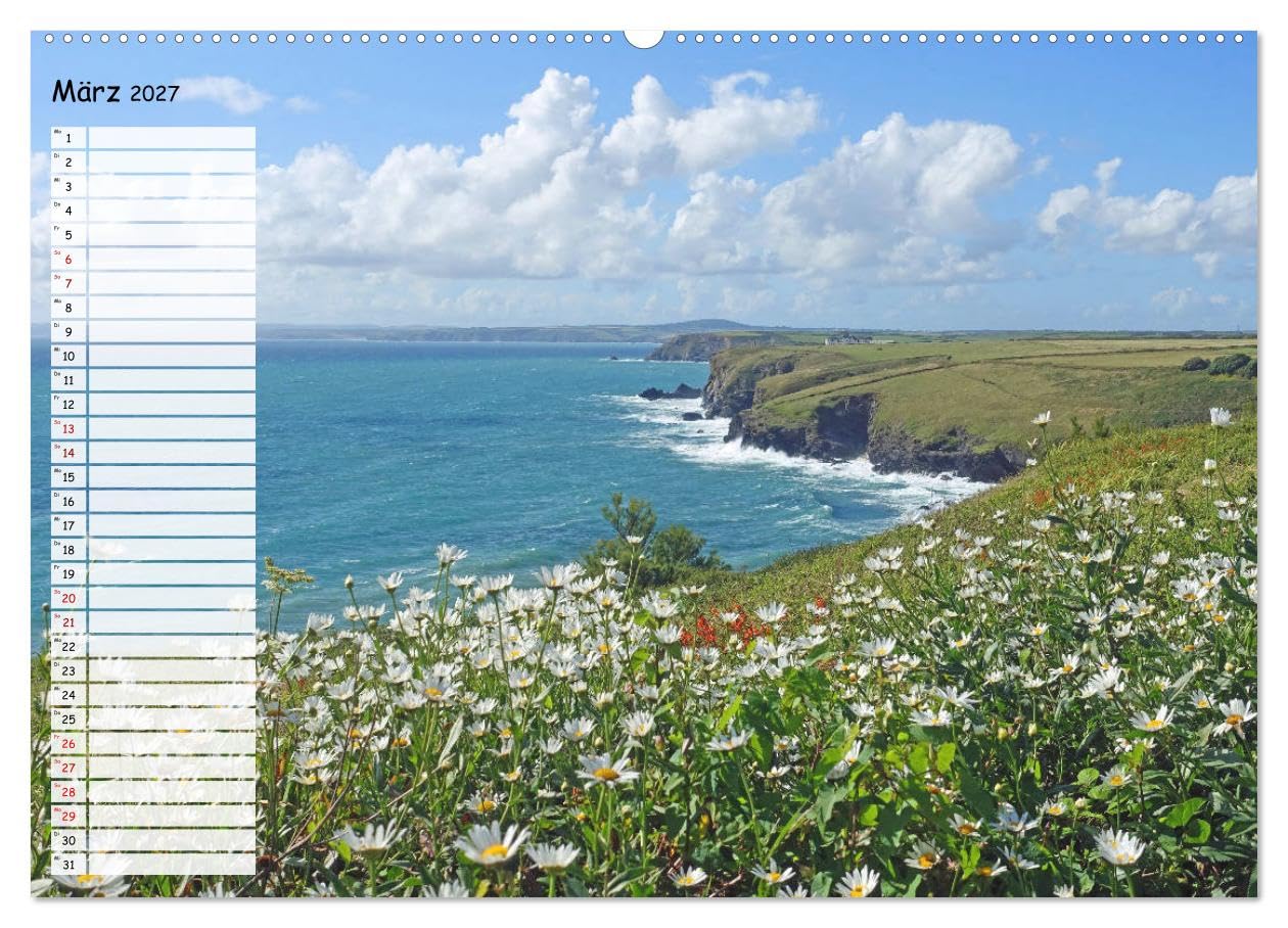 CALVENDO - Cornwall. Terminkalender (Wandkalender 2027 DIN A2 quer), Monatskalender: Malerische Küste und Fischerdörfer