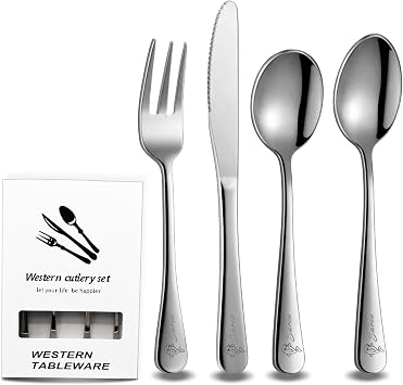 Personalized Engraved Stainless Steel Kids Cutlery Set 4pcs | Childrens Stainless Steel Flatware Set for Kitchen Gift for Children, Kids Size, Set of 4 Pieces & 3 Pieces