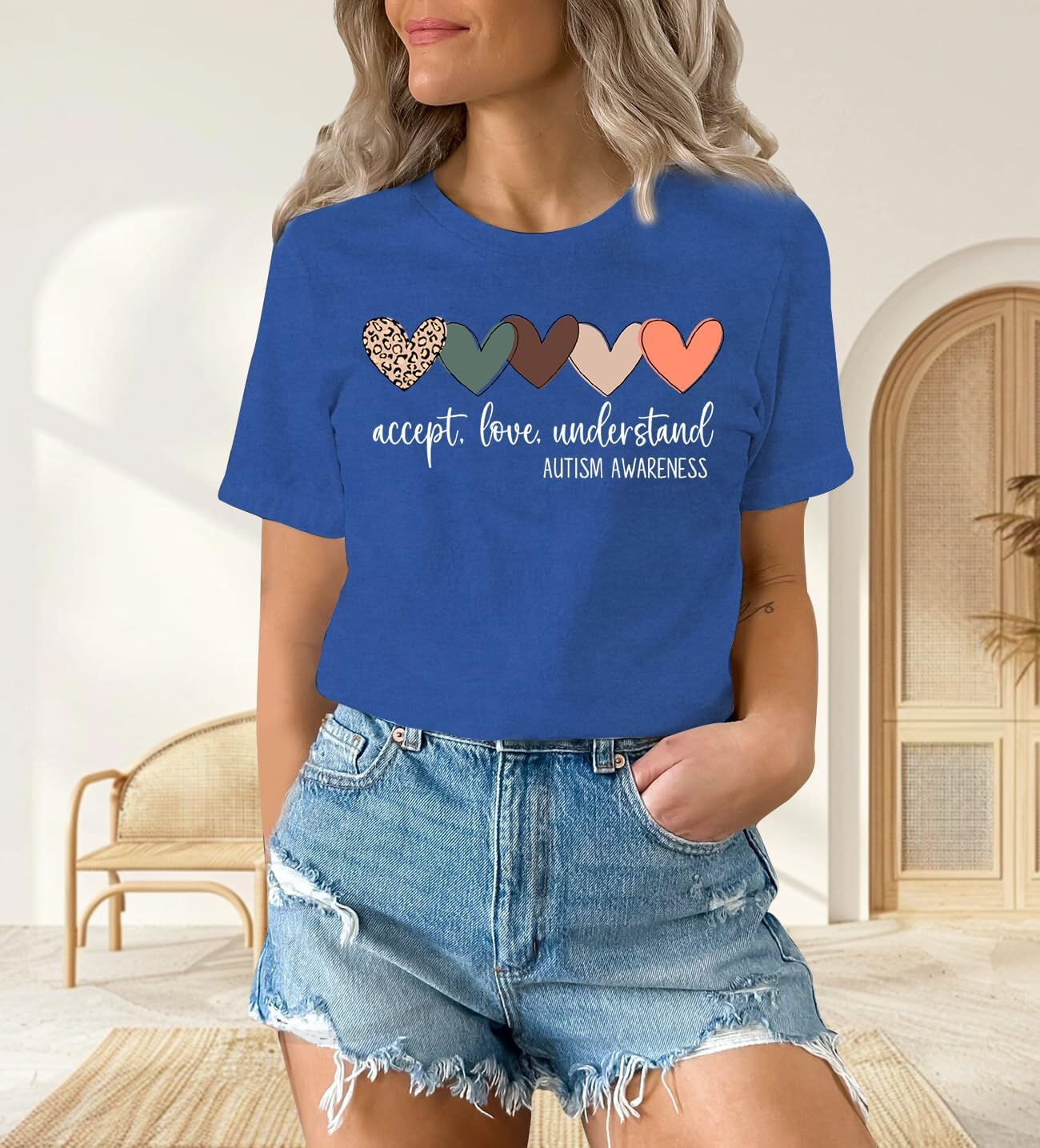 Womens Autism Awareness Shirts Autistic Support T-Shirt Mental Health Tops - Image 3