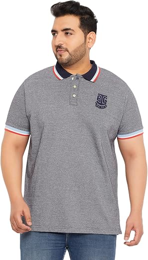 Bigbanana Plus Size Men's Regular Fit Solid Polo Tshirt