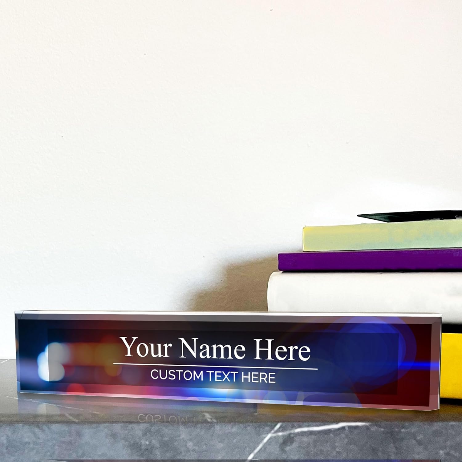 Signs ByLITA Law Enforcement Nameplate (Police, Sheriff, Security) Customized Police Lights | Personalized Acrylic Desk Sign (2 x 10")