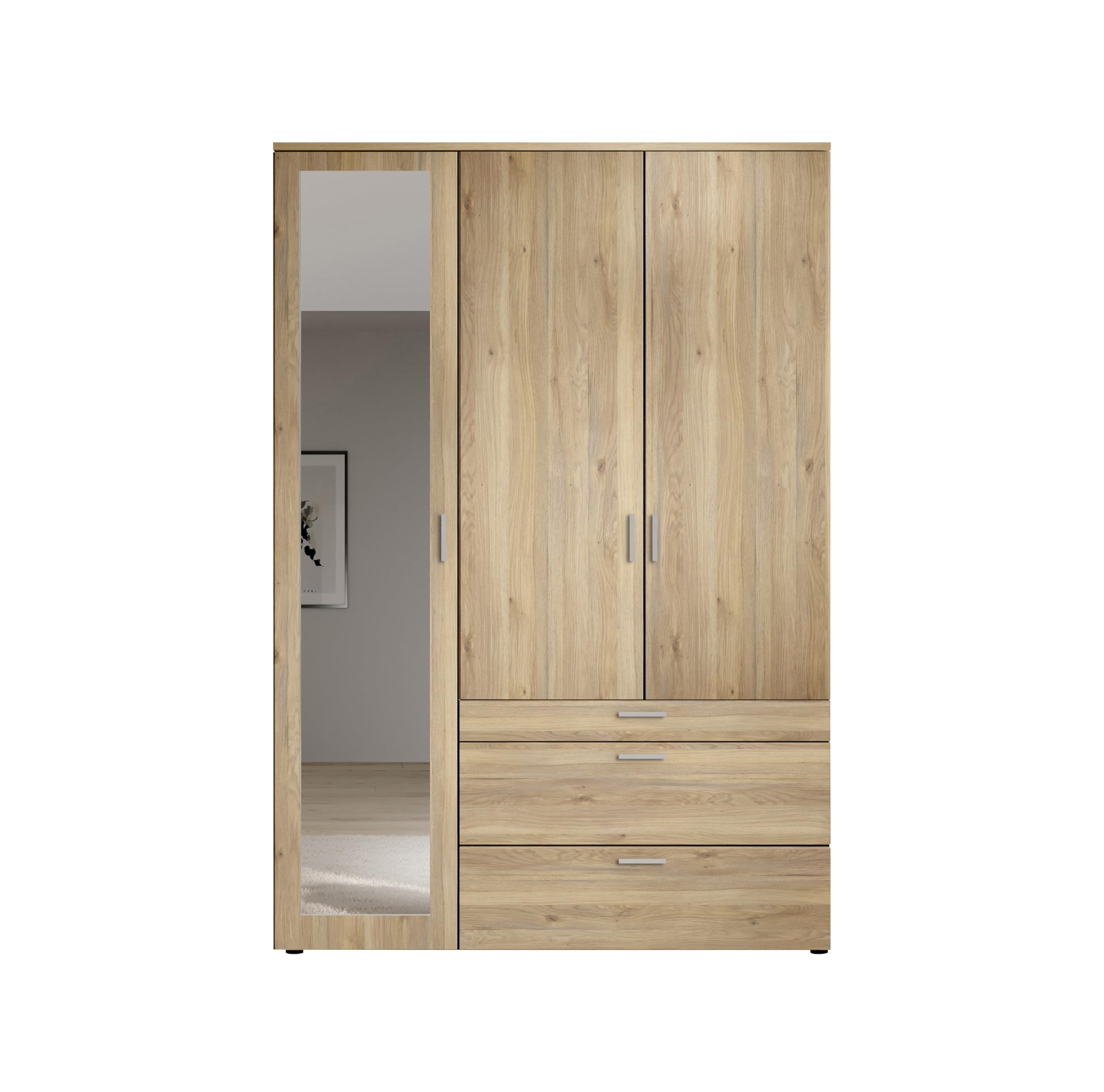 Armadio a 3 ante battenti con specchio 135x195x56 cm AVANTI TRENDSTORE