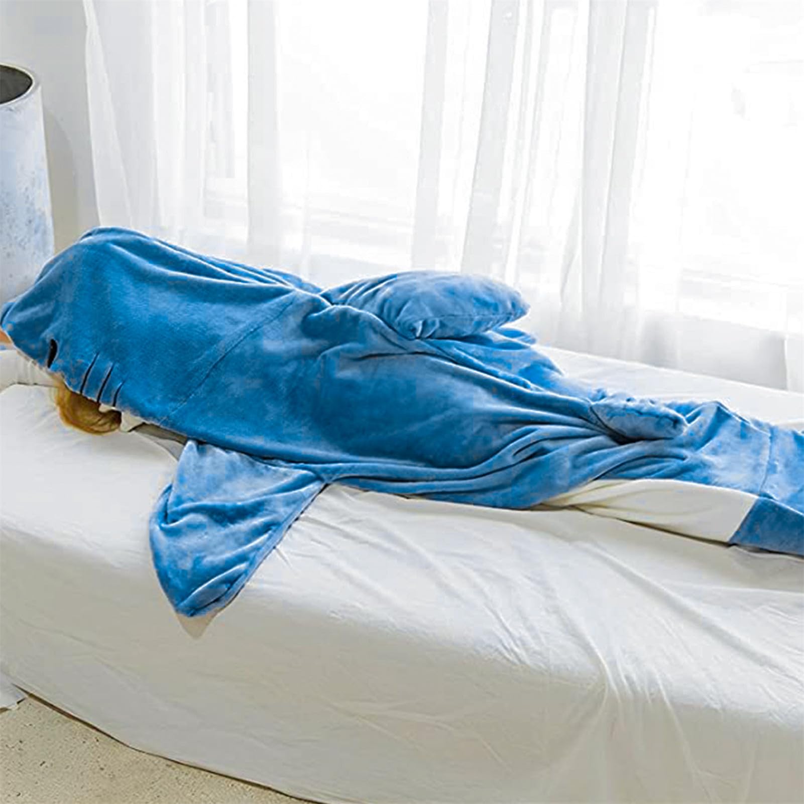 Haaiendeken, haaiendeken om aan te trekken, zacht en comfortabel kristal fleece capuchon haai slaapzak, perfect haaienliefhebbers cadeau en cosplay kostuum (M