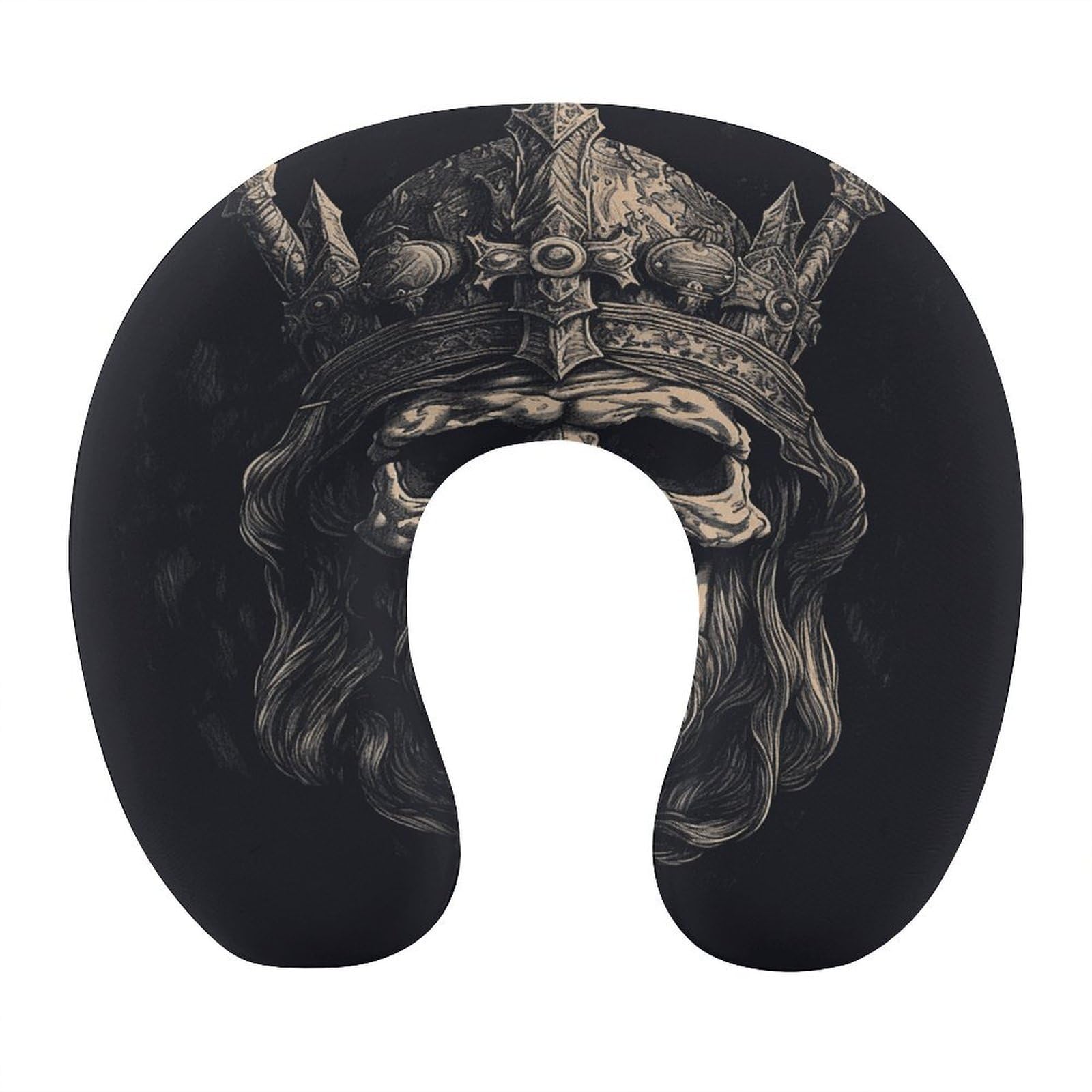 Adfgyerh Style Skull And Ax U-Shaped Pillow，Memory Foam Pillow Core，Cushion ，Provide Neck Support ，Travel Pillow，Suitable For Airplanes, Cars, Homes, And Offices.