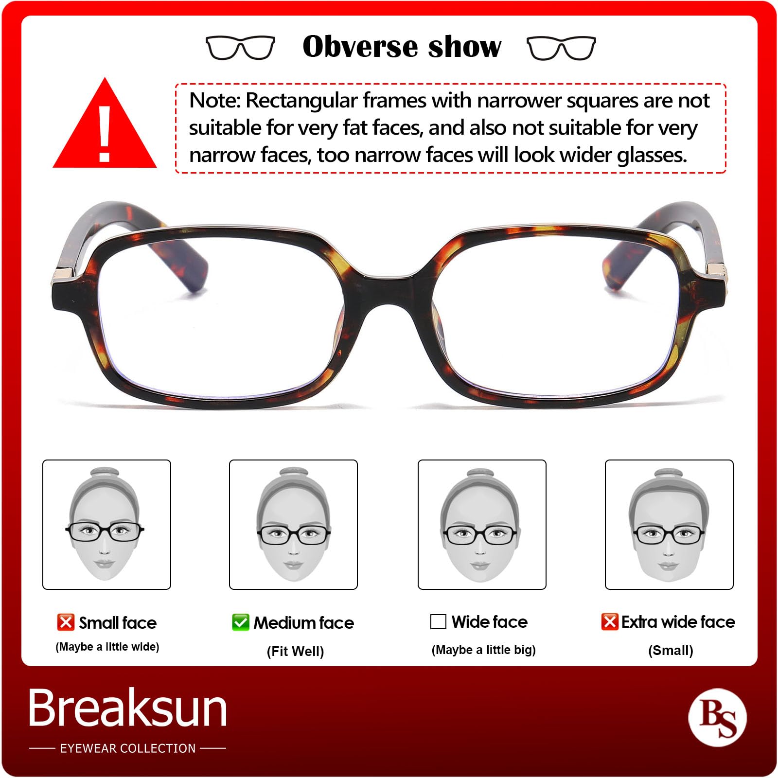 Breaksun Occhiali rettangolari retrò donna uomo occhiali quadrati piccoli blocco luce blu lenti vintage tartaruga marrone MM