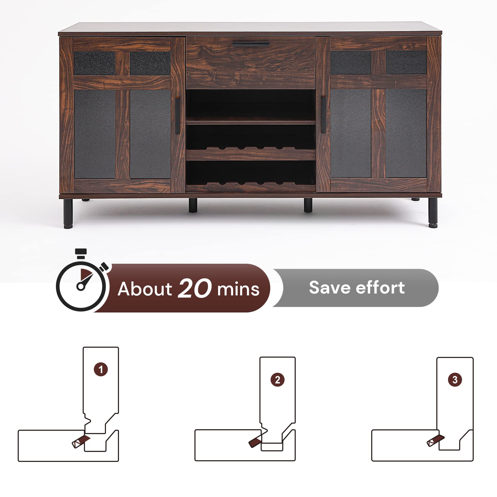 Modern Kitchen Sideboard Buffet Entertainment Center with Storage