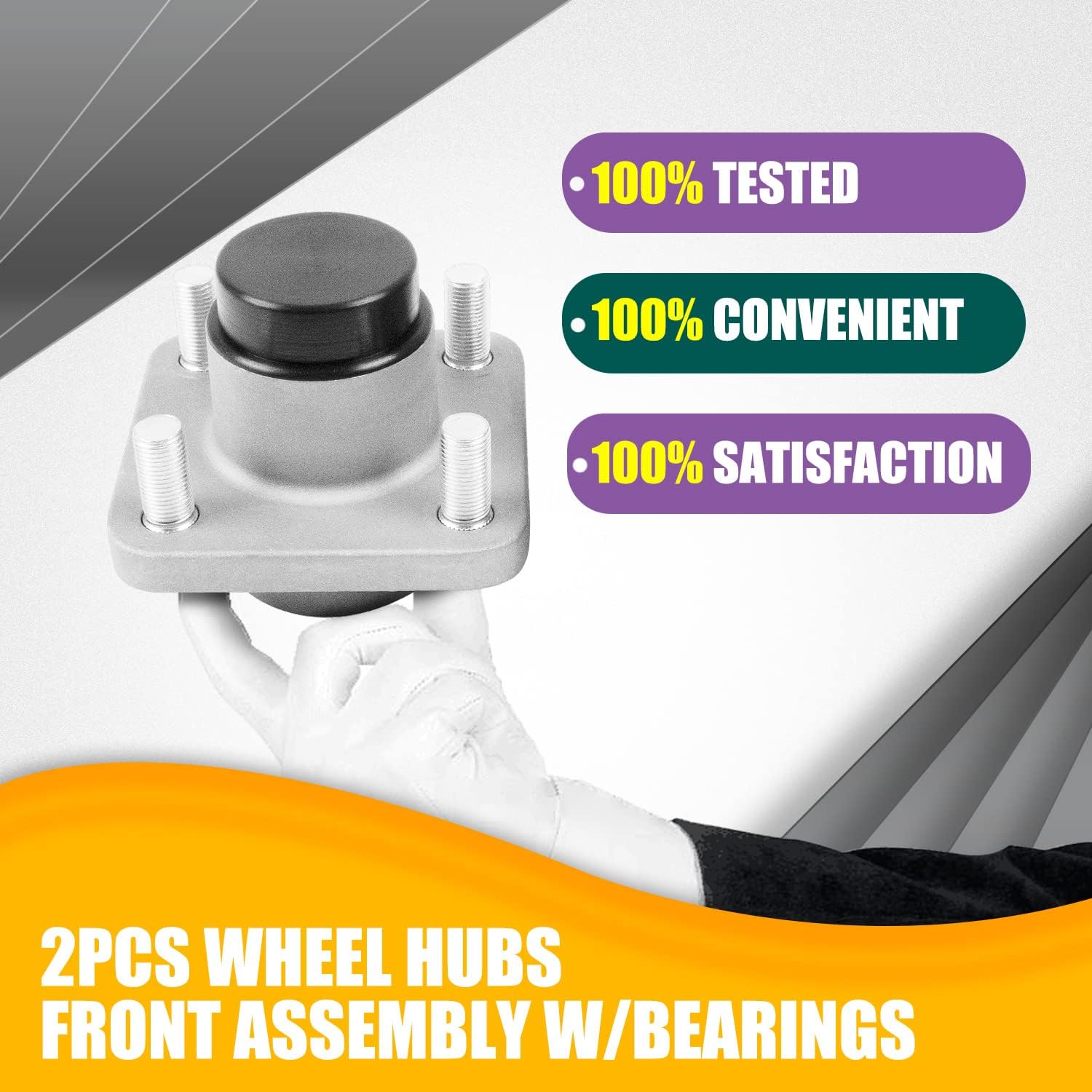 Golf Cart Front Wheel Hub Compatible with Club Car DS & Precedent 2003-Up Including Hub Bearing, Oil Seal and Dust Cover Replaces 102357701, 2 Pcs