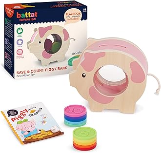 Battat Education - Fine Motor Toy - Save & Count Piggy Bank - Educational Colourful Counting & Math Toys for Kids, 18 months +