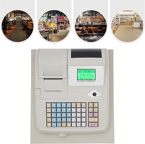 Miniatura 6 de Caja registradora electrónica con 48 llaves Sistema POS caja registradora W8 ranuras para monedas y 3 ranuras para billetes, 8 pantalla LED digital