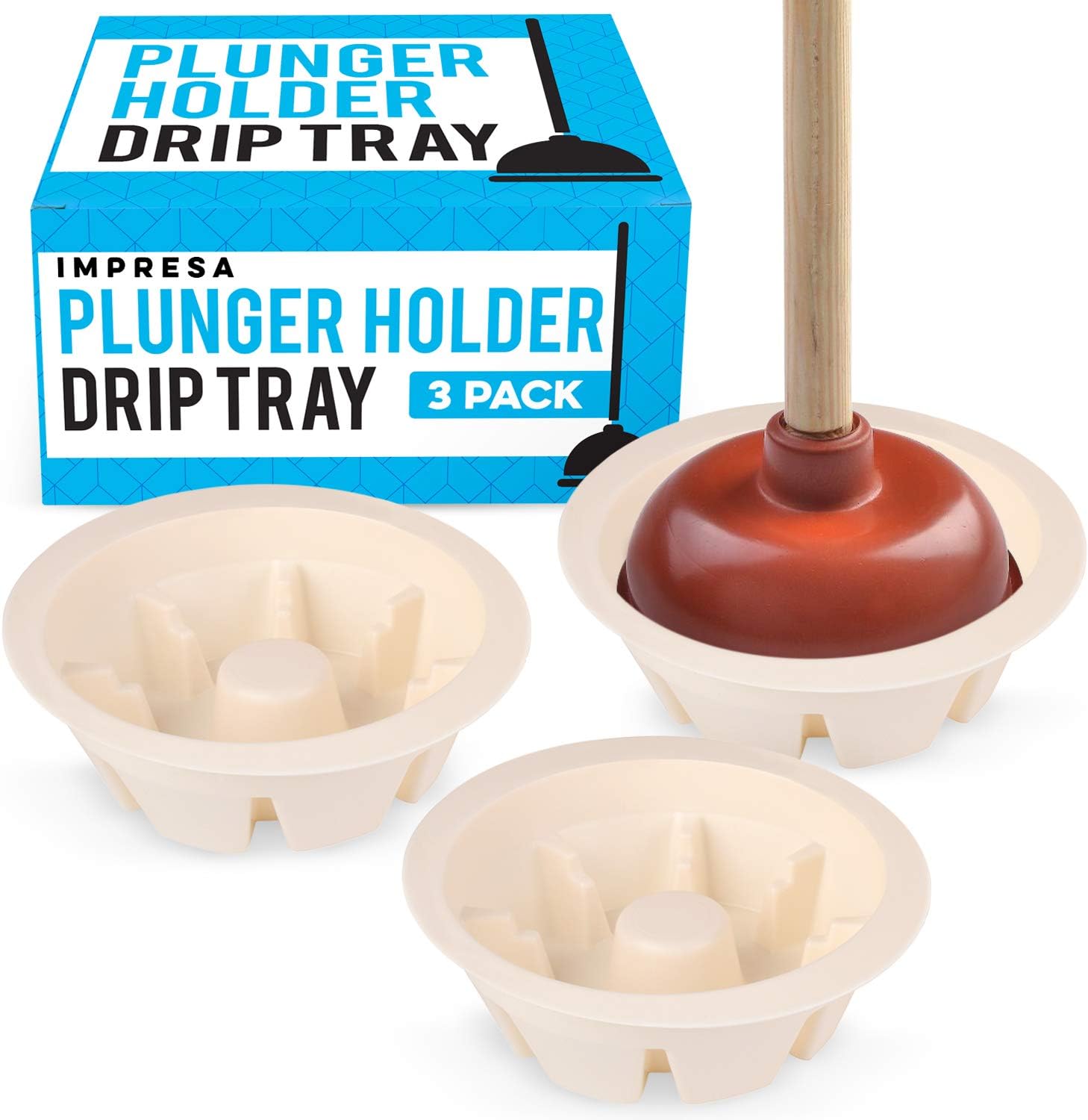 Universal Toilet Plunger Holder Drip Tray Caddy Pack of 3
