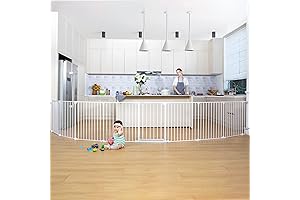 COMOMY 3-in-1 Adjustable Wide Garage Fence Gate: Safeguarding Your Home and Pets