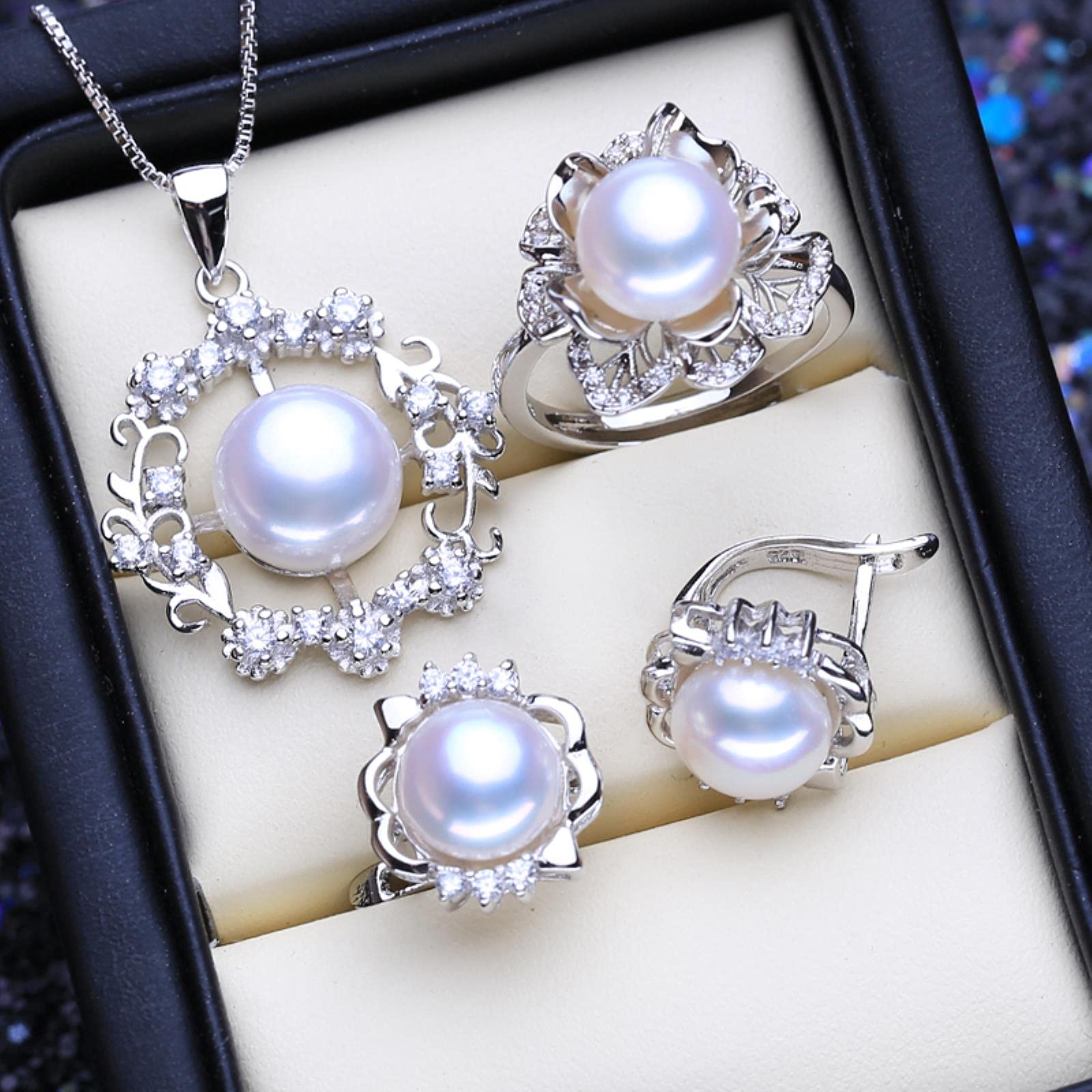 LOKILOKI Orecchini Pendenti In Argento 925 Con Perle Naturali | Design A Catena Con Perle Tonde | Gioielli Donna Per Festa E Cerimonia