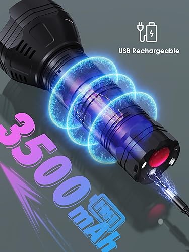Miniatura 2 de Mesqool Linterna UV recargable, 51 LED de 365 nm y 395 nm, doble linterna de luz negra UV para gatos, perros, detector de orina de mascotas, curado
