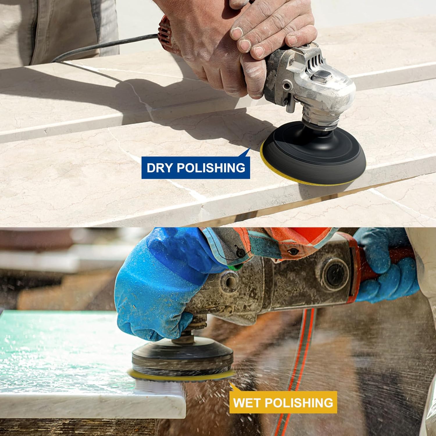 GoYonder 4 Inch Wet or Dry Diamond Polishing Pads Set of 3pcs, Stone Granite Polish Pad Kit 50-6000 Grit Polishing Pad for Grinder, Polisher, Drill, 105mm Marble Polishing Pad in 3 Steps