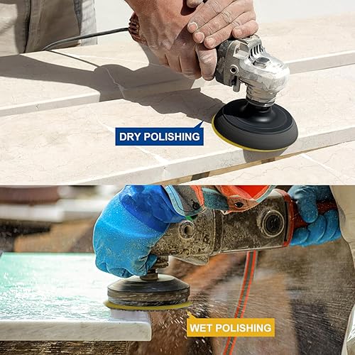 Miniatura 7 de GoYonder Juego de 3 almohadillas de pulido de diamante húmedo o seco de 4 pulgadas, kit de almohadillas de pulido de granito de piedra de grano