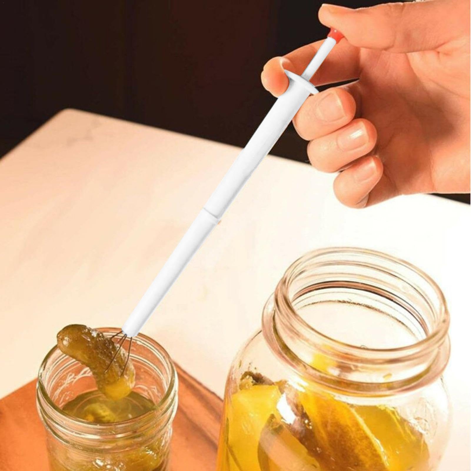Pickle Grabber,8 inch 4 Prongs Grabber for Tiny Objects - Picking Pickles Peppers from Jars, 8inch Stainless Steel and PVC Tools for Daily Use, for Kitchens, Restaurants, Hotels, Bakeries