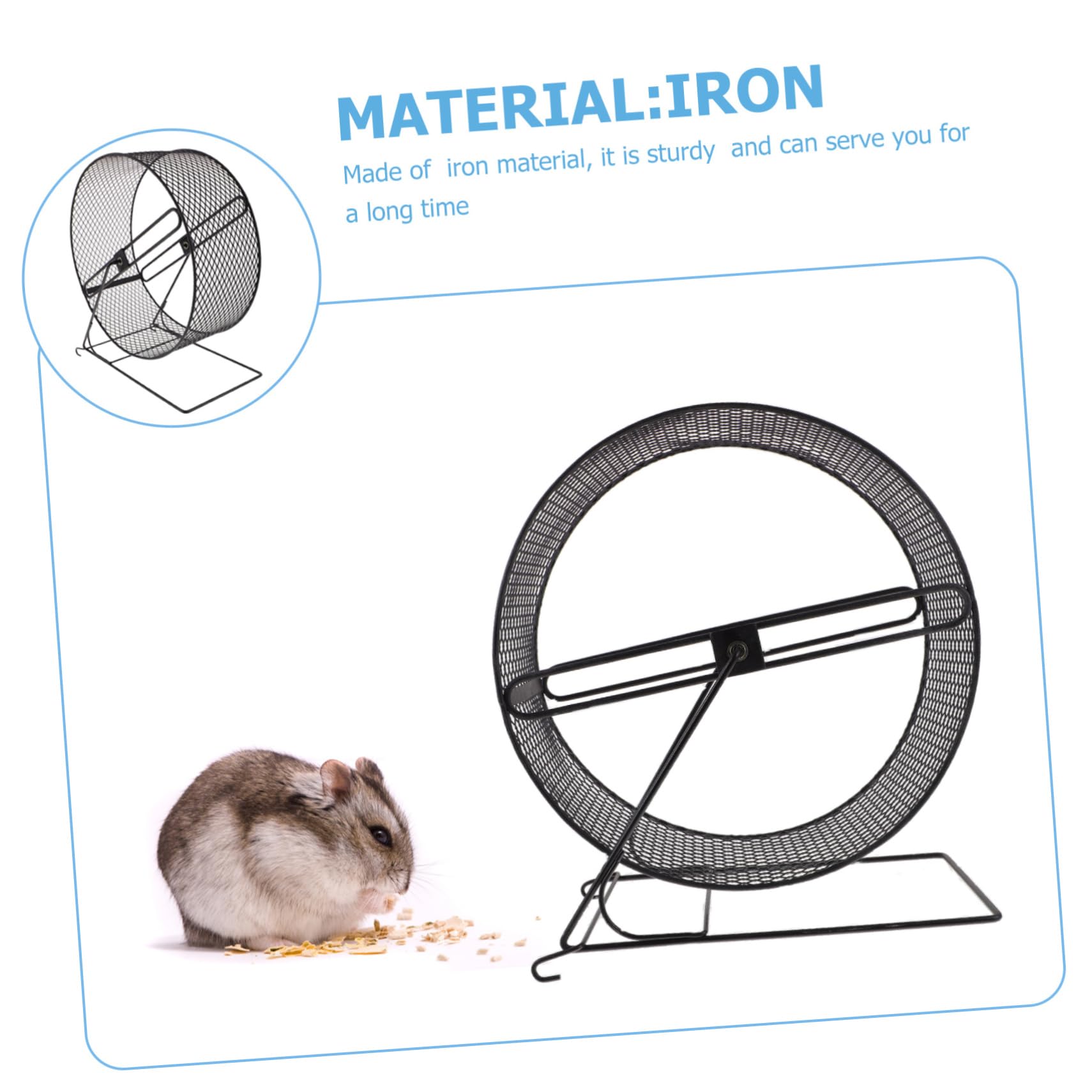 Jouet pour Hamster, Roue Silencieuse en Fer, Sûre pour Petits Animaux, Exercice Discret, Noir, pour Boule Hamster Doré 25cm