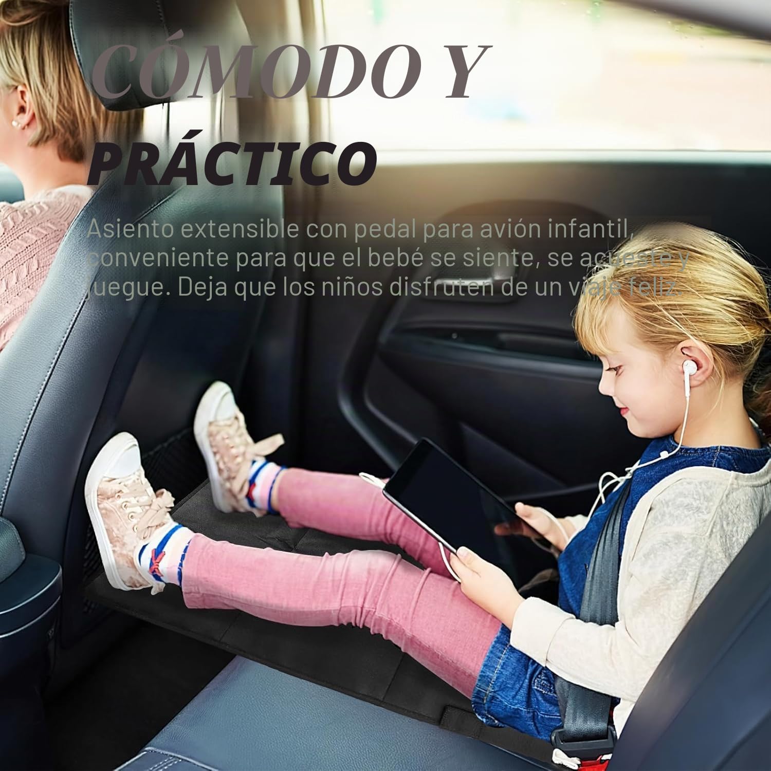 Reposapiés Portátil y Plegable para Niños, Extensores de Asientos para Aviones, Accesorios de Viaje en Avión, 77x44cm