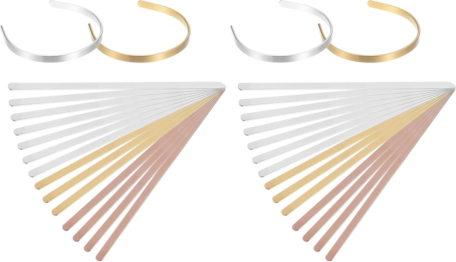 UXCELL Bracelet Blanks - 1/4 x 6inch, 16 Pcs Bangle & Cuff Blanks in Stainless Steel for DIY Bracelet Jewelry Making, 3 Colors (Pack of 2)