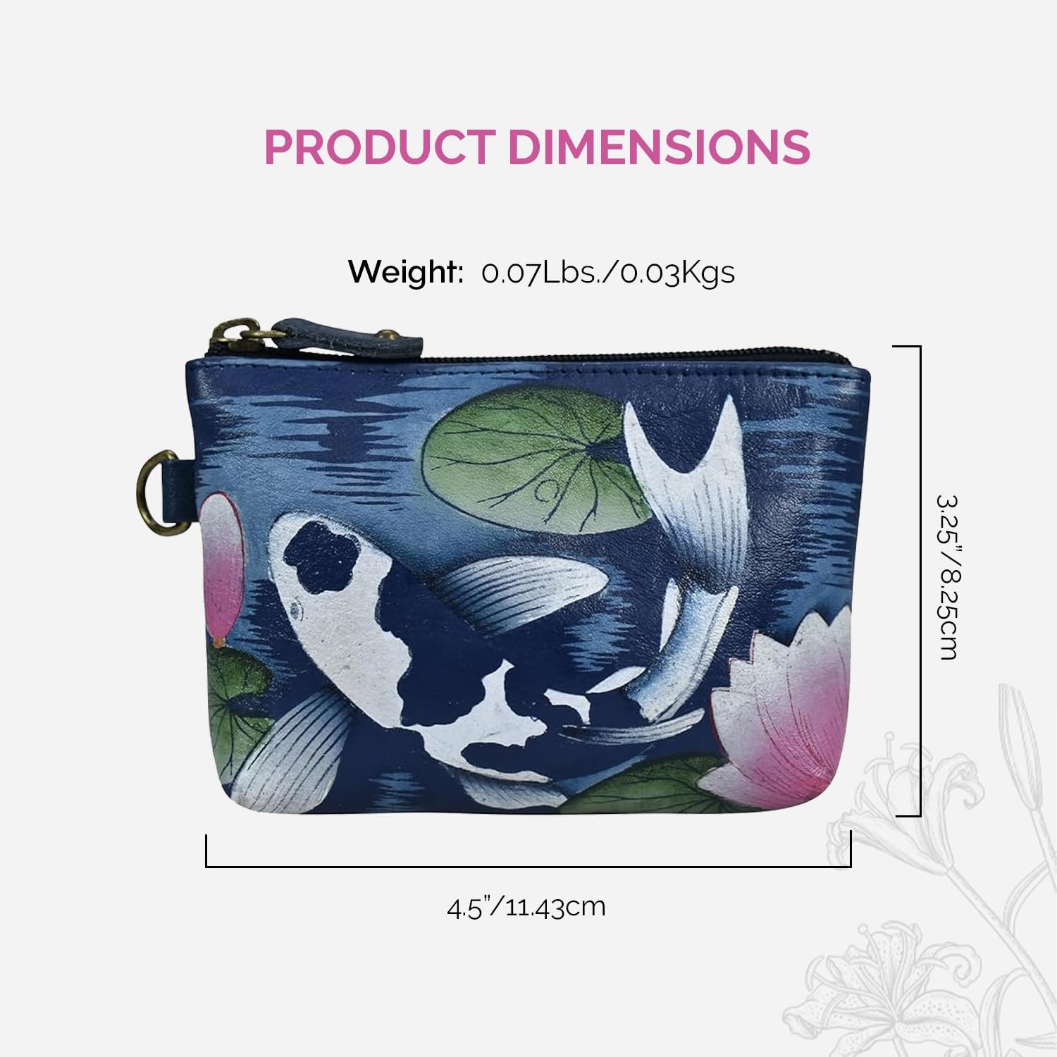 Anna by Anuschka Women's Hand Painted Leather Coin Pouch Purse - Image 5