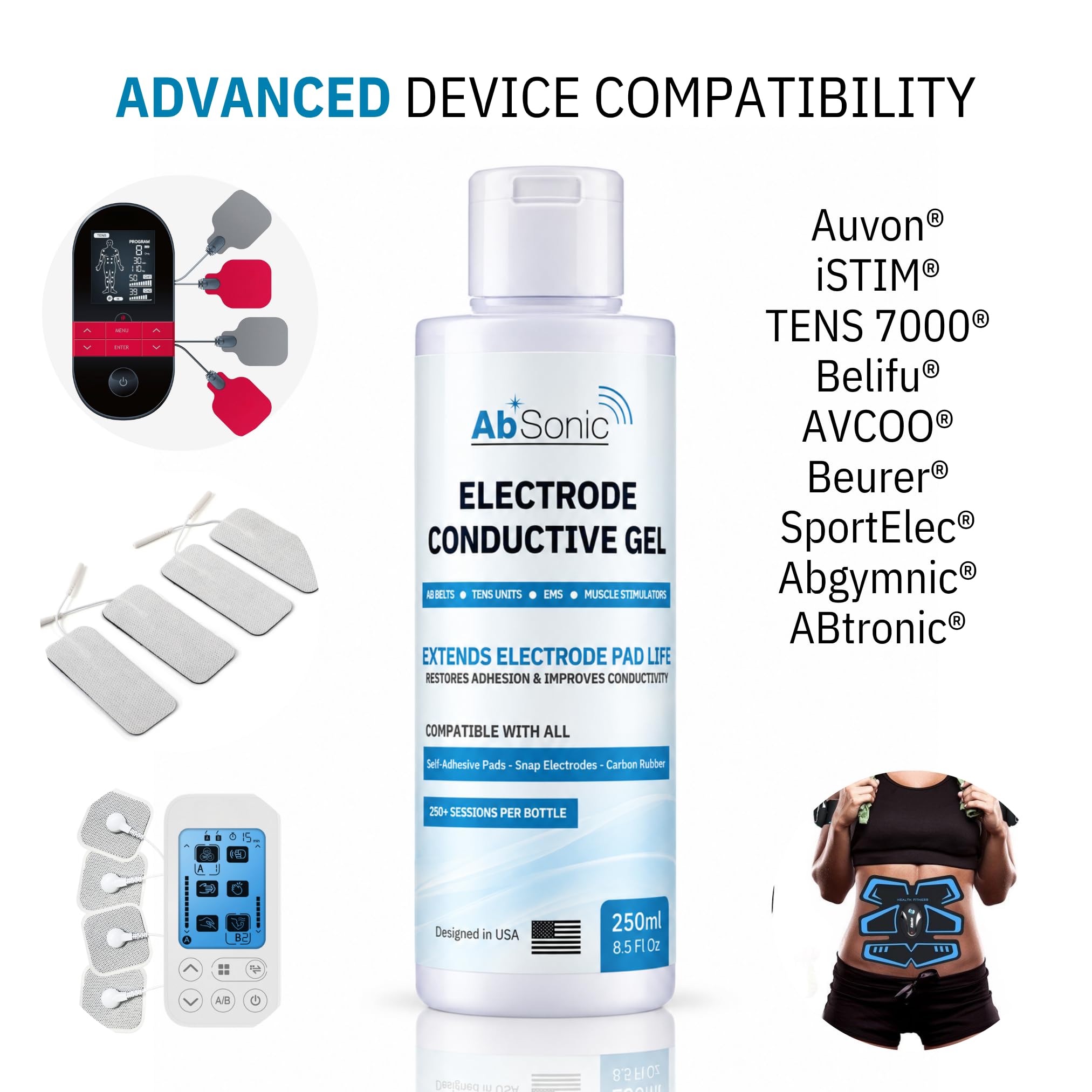 Absonic Electrode Gel - Restore TENS Pads -3 Absonic Electrode Gel - Restore TENS Pads -3