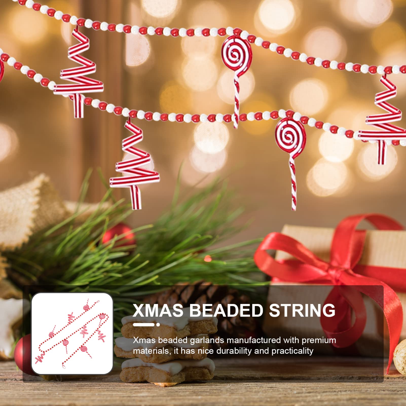 Alipis 3stücke Xmas Beads Garland Holzperlen Weihnachtsbaum Dekoration Wandhängende Ornament Für Festliche Anlässe Leicht Und Langlebig Für Zuhause Party Restaurant Und