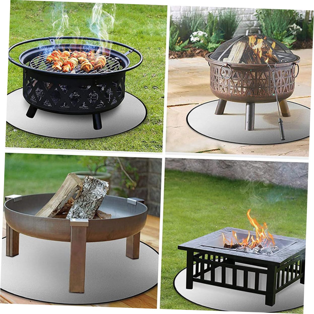 Abaodam Tappetino Protettivo per Pavimento del Braciere Barbecue da Tappeto Protettivo in Ignifugo Resistente al Facile da Pulire per Legno Decorativa
