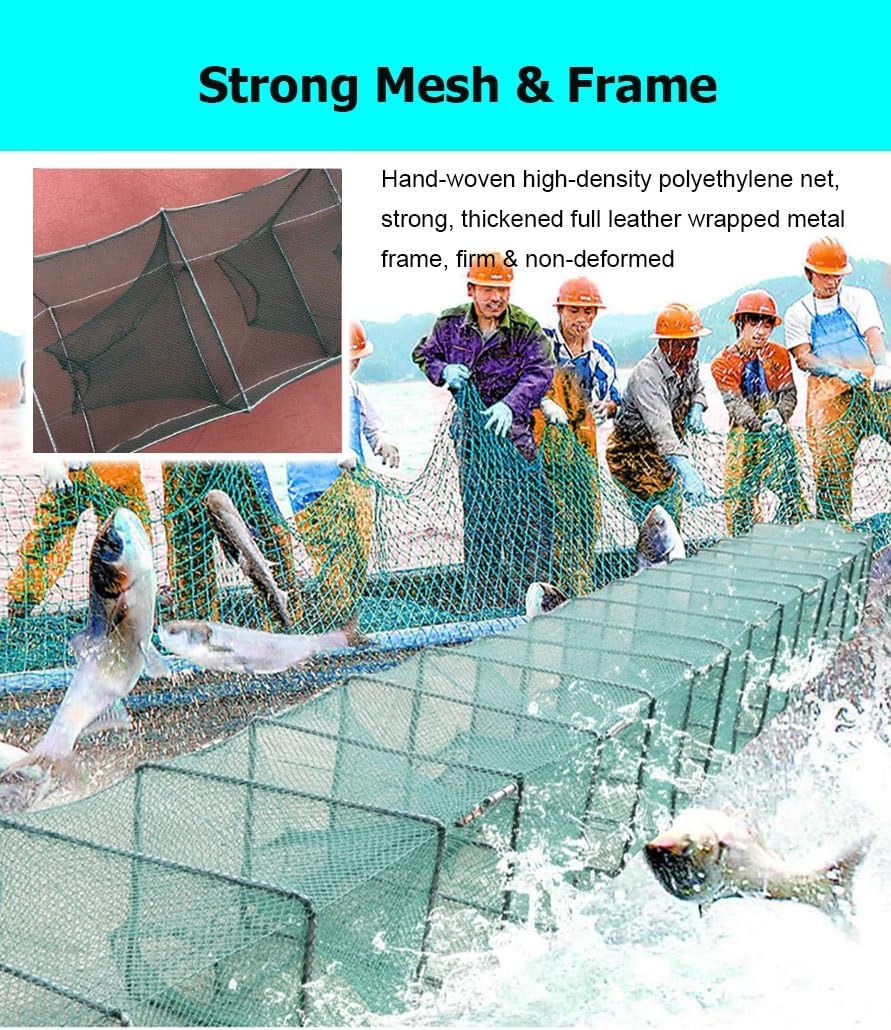 7.9-52.5' Length Portable Folding Polyethylene Fishing Net, Hand-Thrown Cage Shrimp/Crab Bait Trap for Fishing Lovers