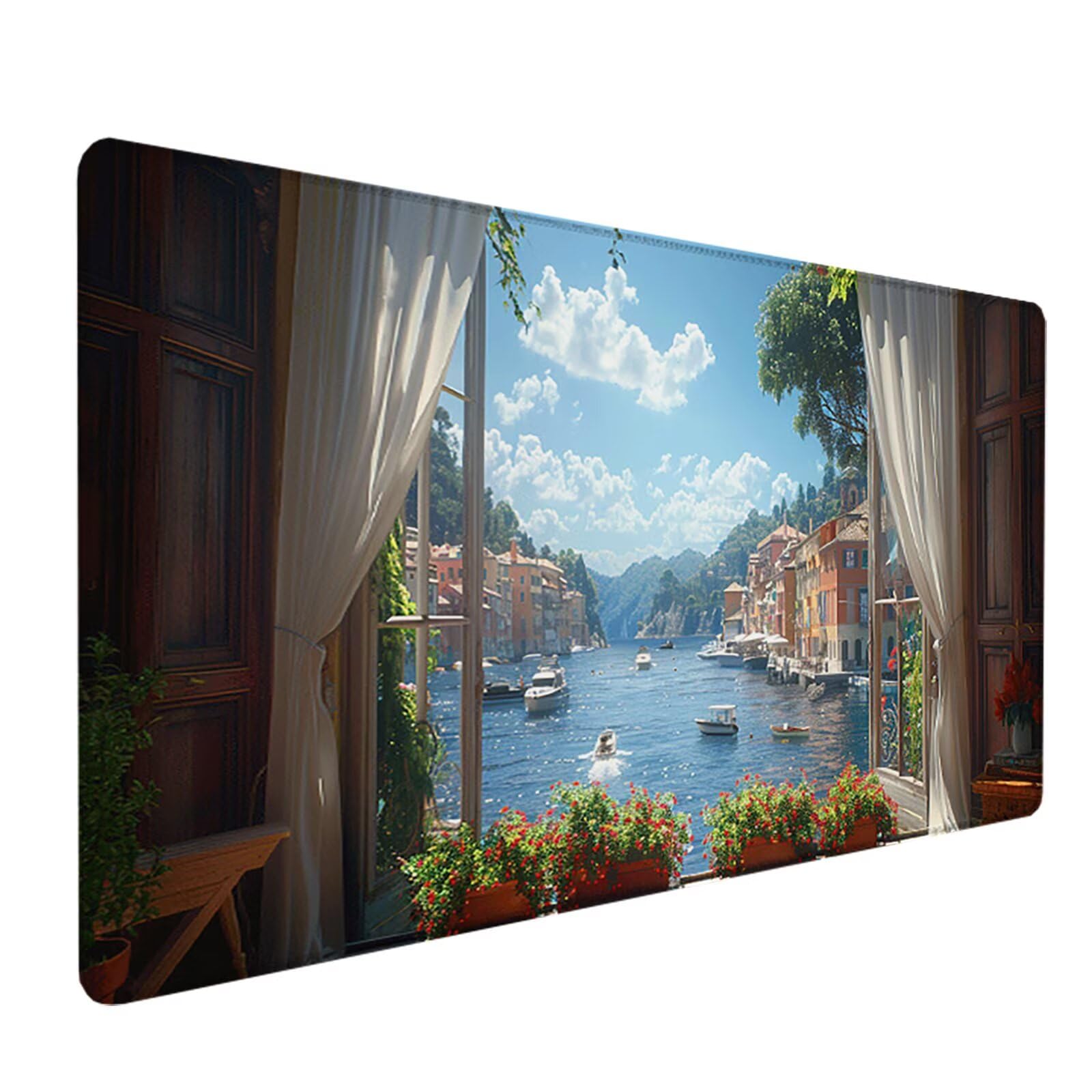Paisaje Alfombrilla Ratón Gaming XXL 1500x800 mm, Alfombrilla Gaming Verde Mousepad con Base de Goma Antideslizante, Impermeable Desk Mat para Teclado y Raton, Accesorios Gaming Regalos de Hombre 3-1