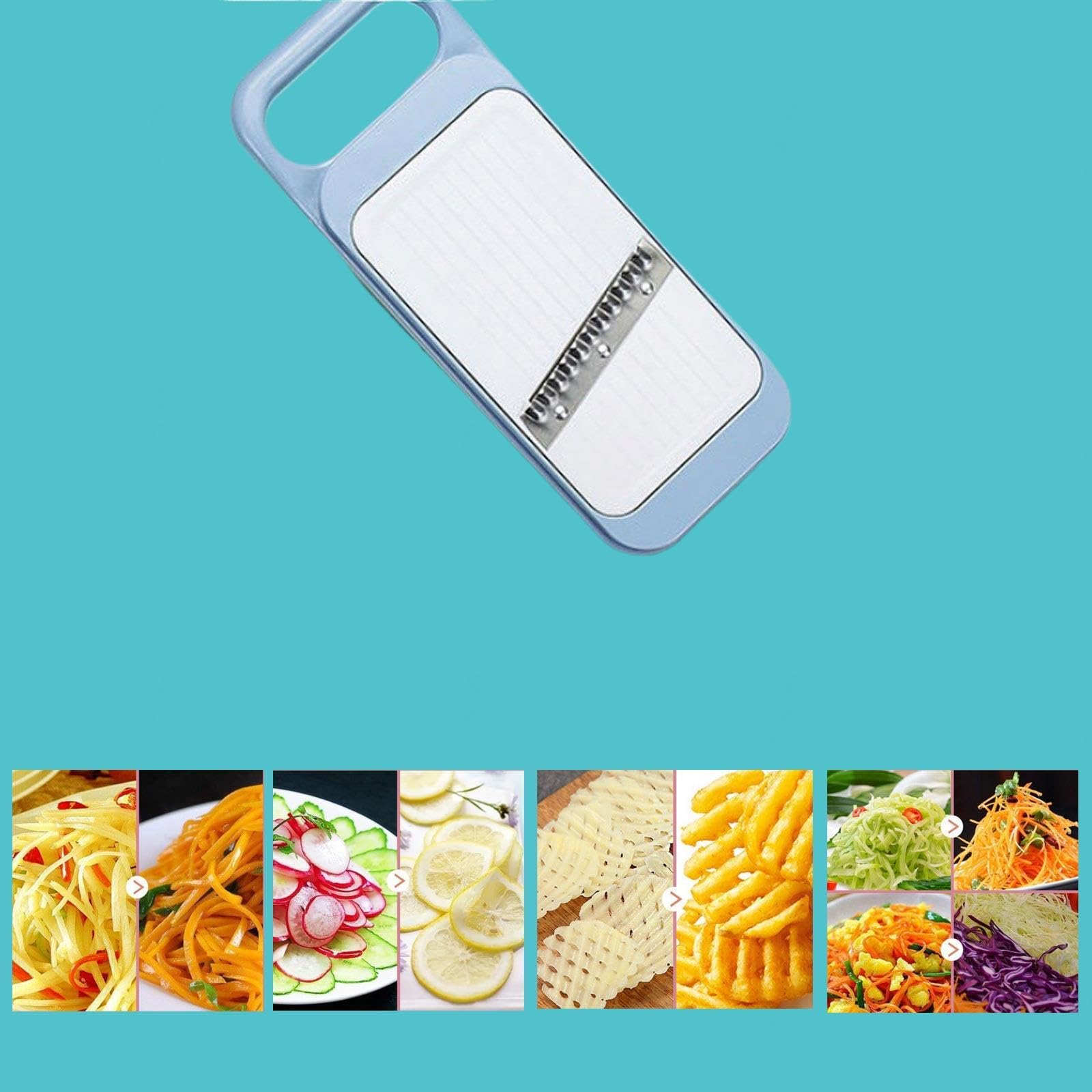 Rallador Hogar Multifuncional Cortador De Verduras Rebanador Rallador Rábano Patata Trituradas Cocina Cortar Verduras,Blue-25×11×10cm/9.84×4.33×3.93in/4011