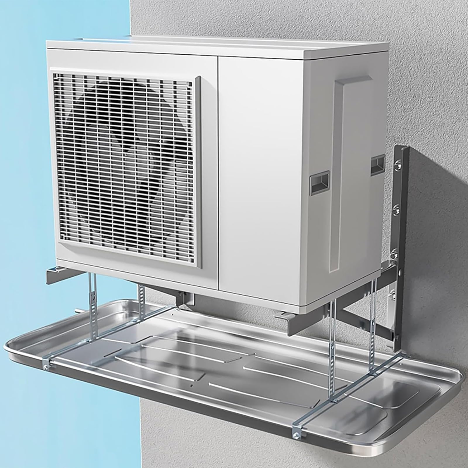 Bandeja de Condensación con Soporte para Aire Acondicionado, Bandeja de Goteo de Aire Acondicionado de Acero Inoxidable con Manguera de 2 M(84x39x3.5cm (33.1x15.4x1.4in))