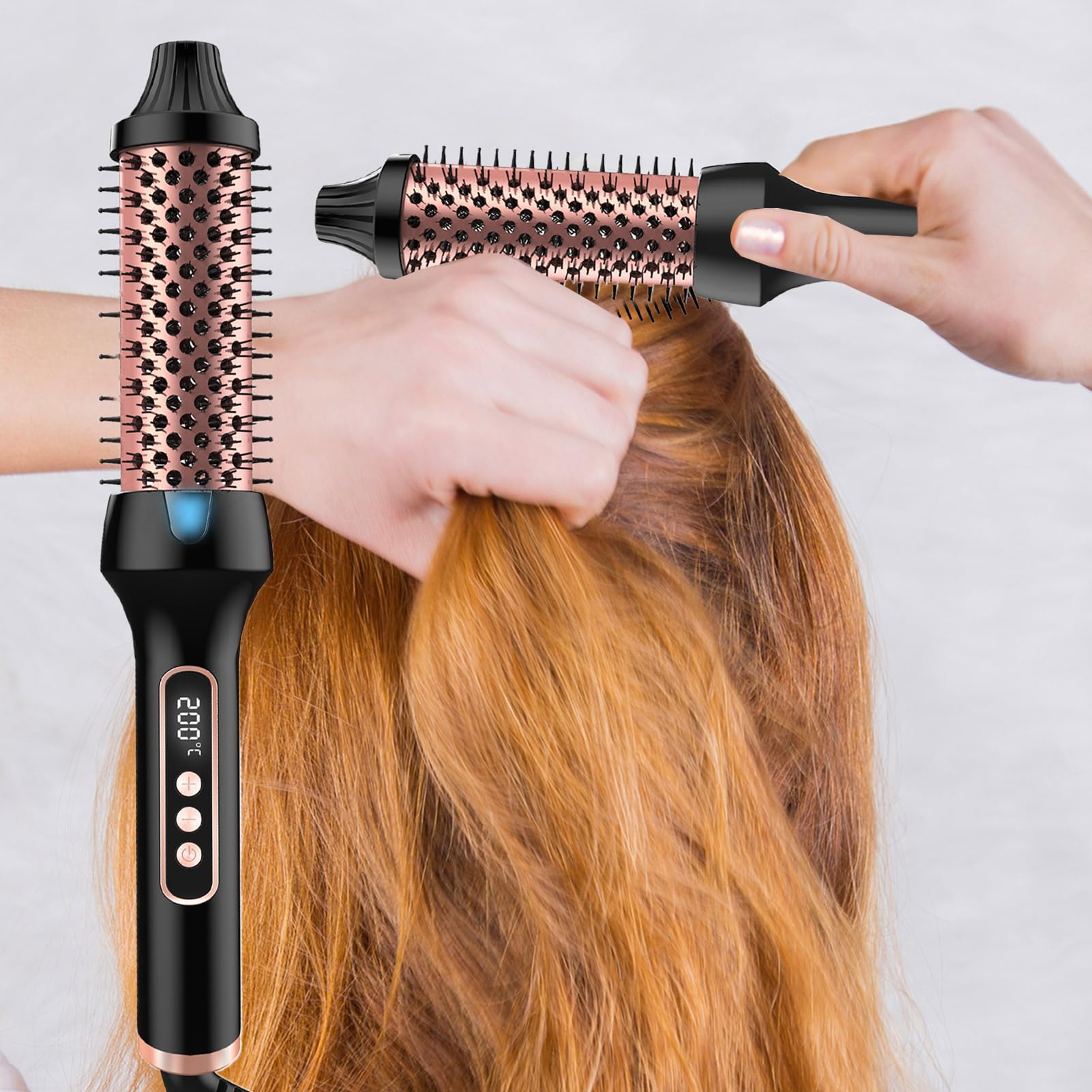 Spazzola Per Capelli Ricci - Spazzola Arricciacapelli Rotonda Riscaldata | Piastra Styler Temperatura Regolabile Pettine Styling Riscaldamento Rapido per Capelli Asciugatura Styling