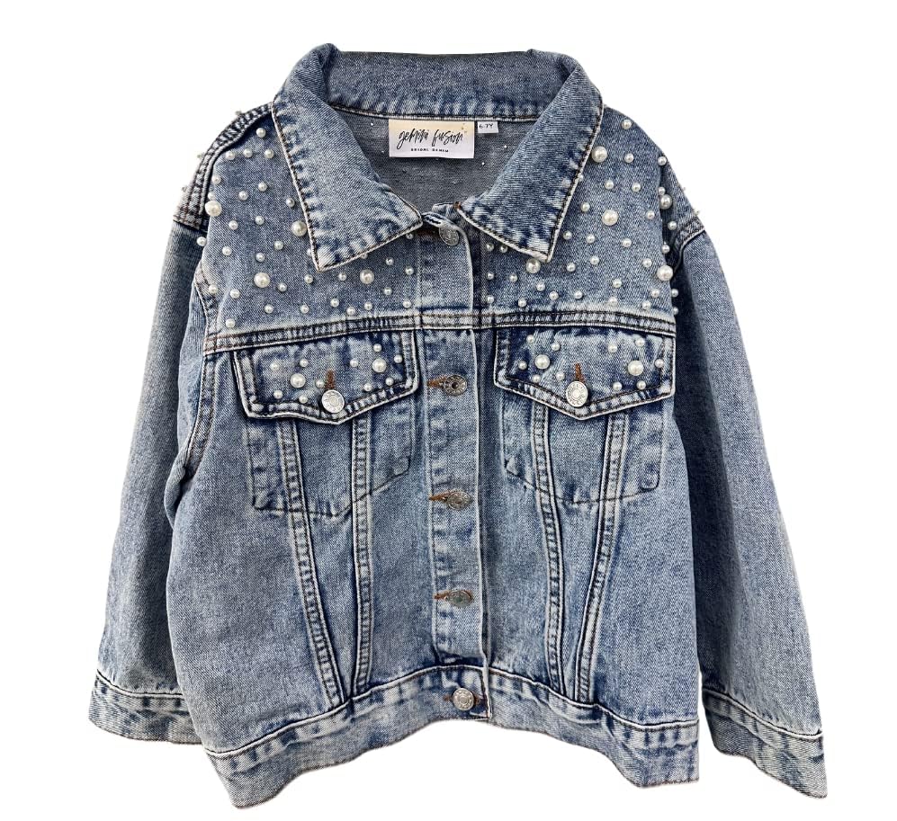 Baby Kid Toddler & Little Girls Pearl Blue Denim Jacket2