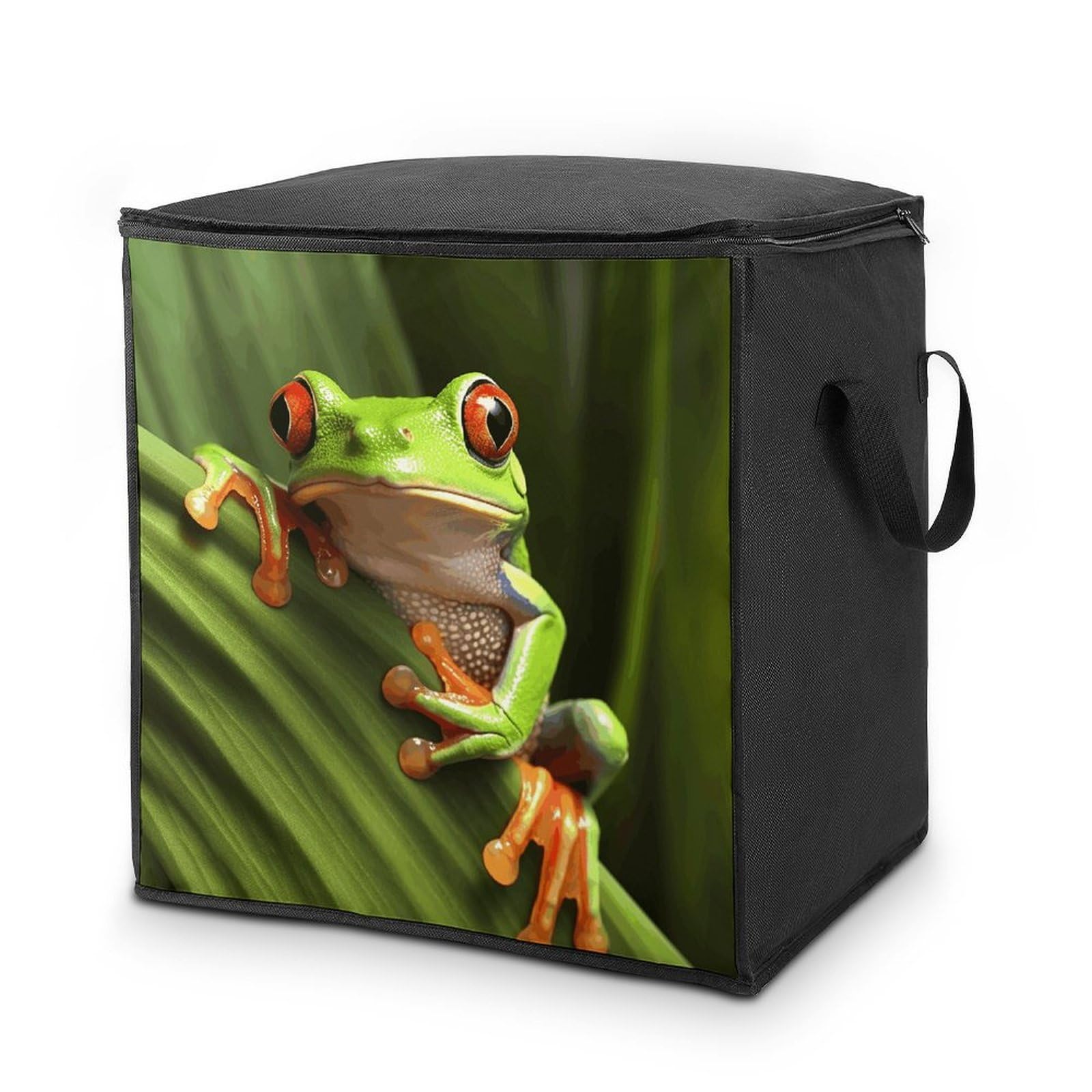 70L Tree Frog Storage Bag With Zipper Closet Organizers with Handle for Home Storage Organizer for Blankets Quilts Clothes Comforter Bedding And Pillows